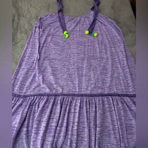 PITUSA Lavender Purple Swim Coverup with Neon Green Ribbon Accents